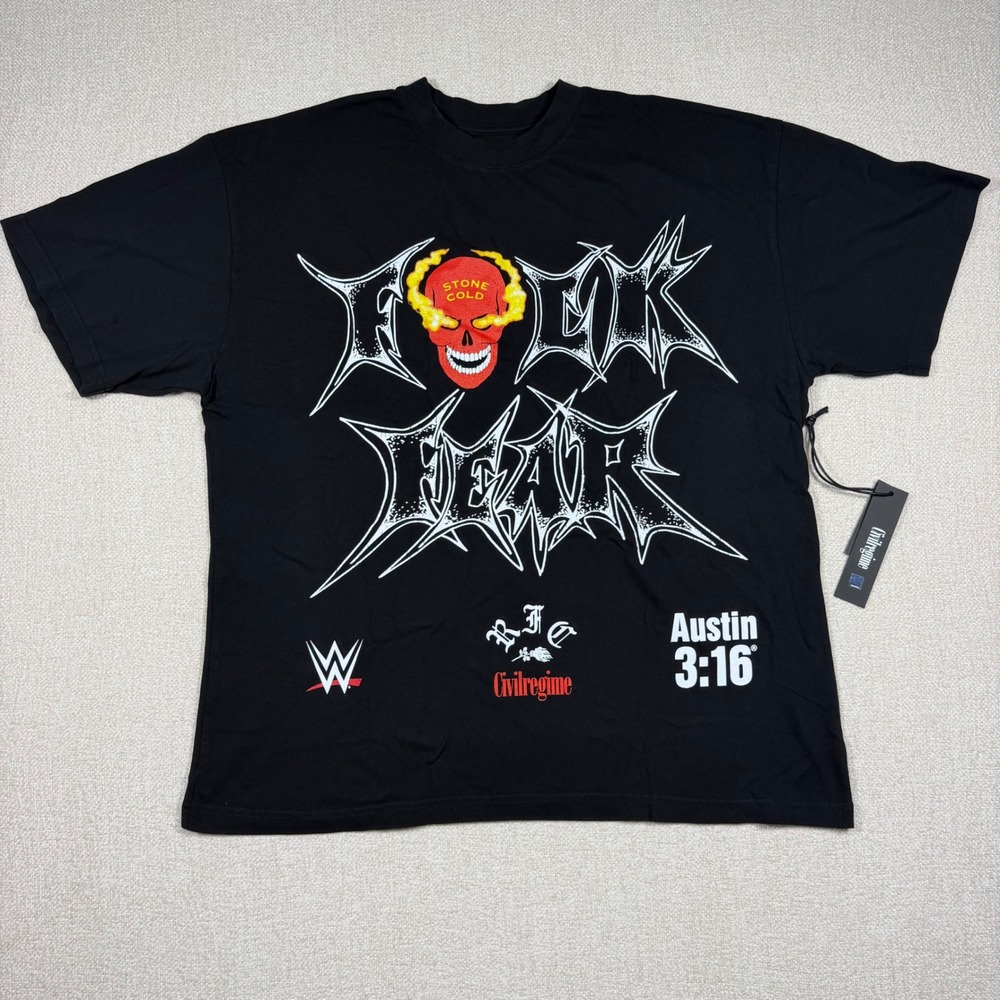Civil Regime x WWE Stone Cold Steve Austin F**k Fear Oversized Tee Black Large